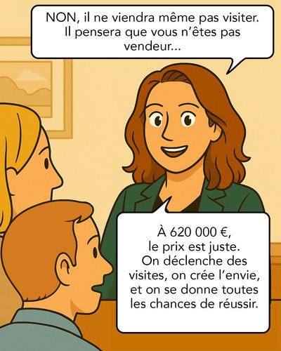 Pour rattraper la situation, le couple doit baisser le prix — mais plus bas que s'ils avaient bien positionné dès le départ