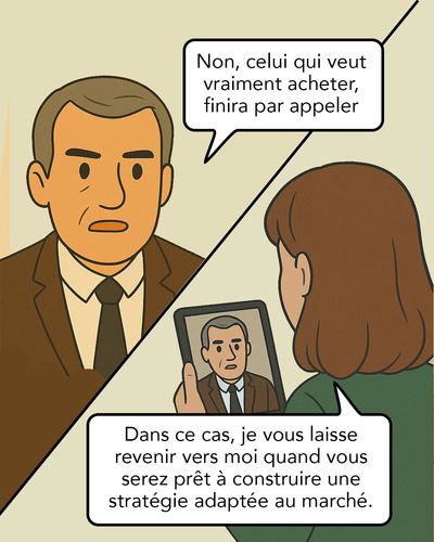 Le couple de vendeurs réalise que leur bien reste invisible aux yeux des acquéreurs sérieux à cause du prix affiché